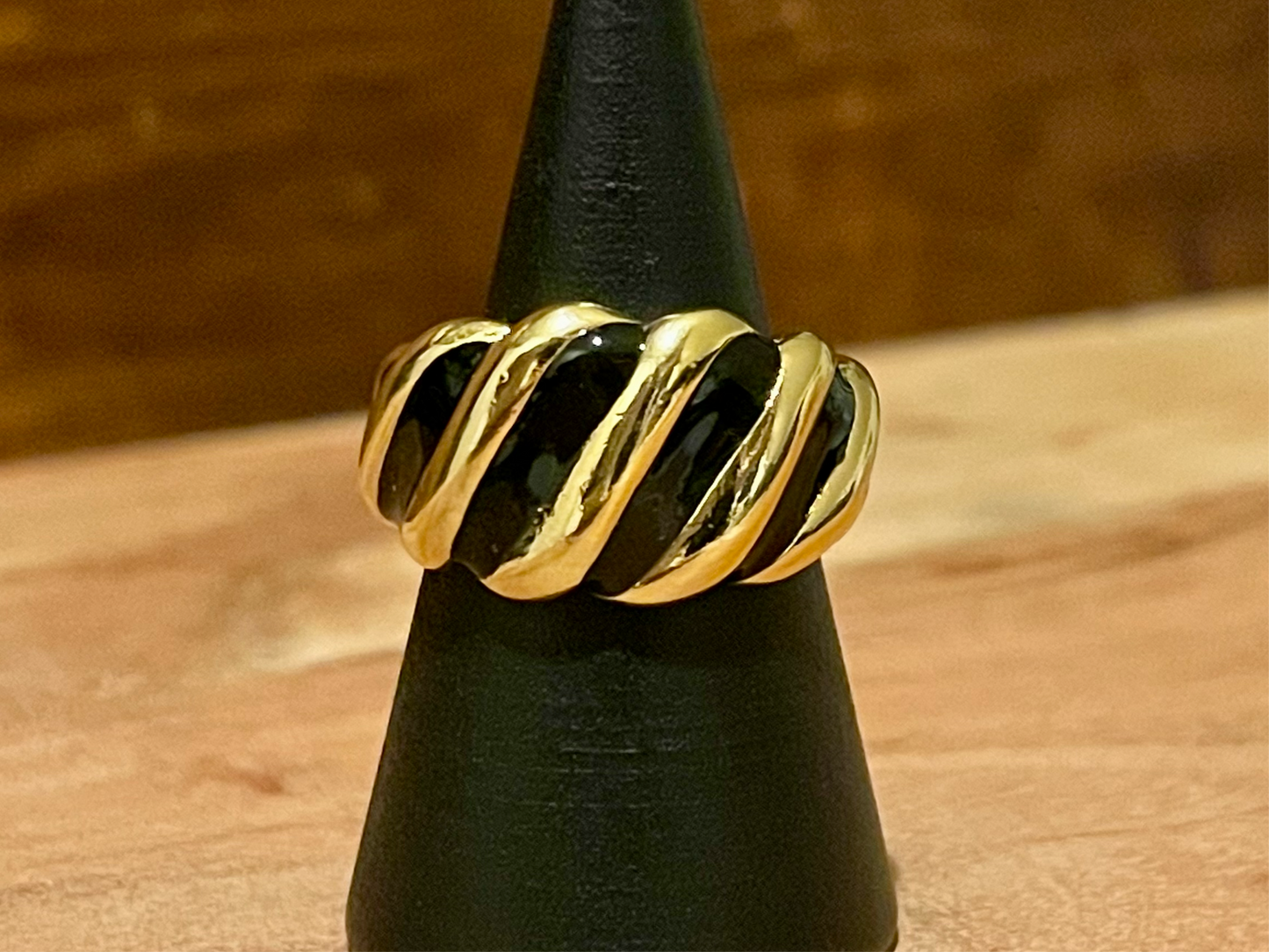 Gold and Black Statement Ring-Adjustable