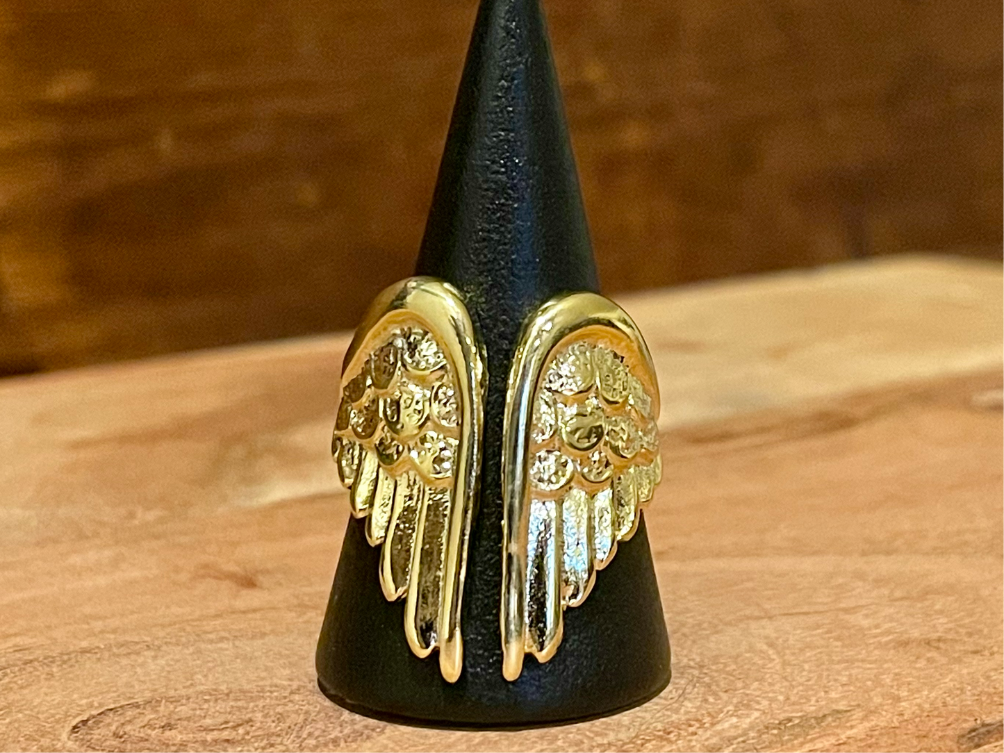 Gold Angel Wings Ring- Adjustable