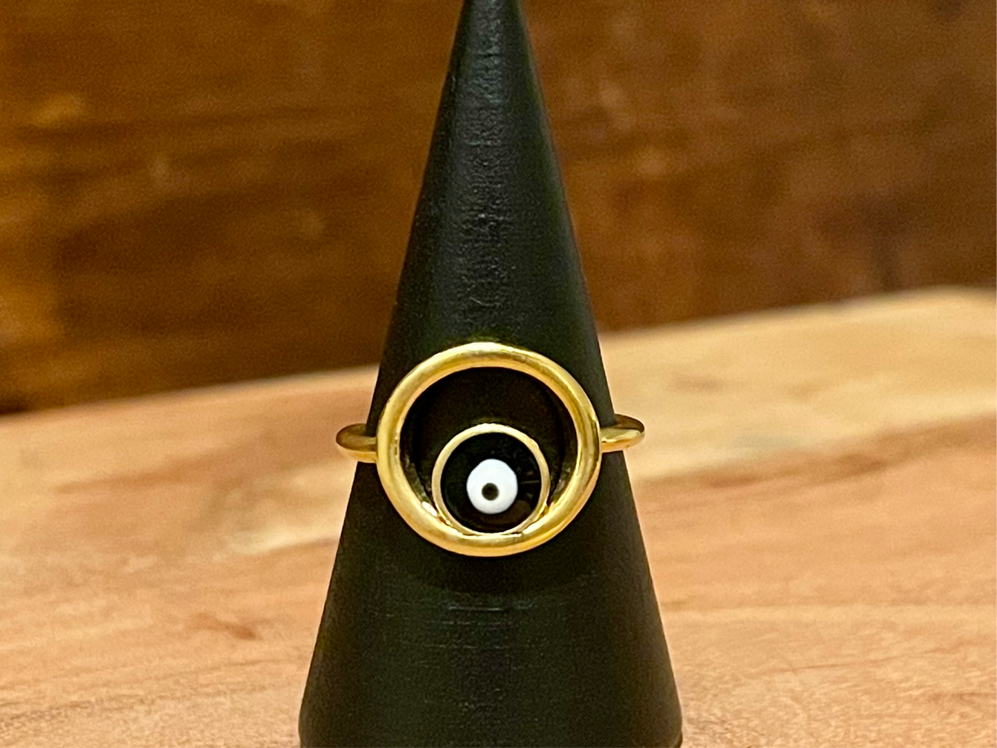 Evil Eye Ring Black-Adjustable