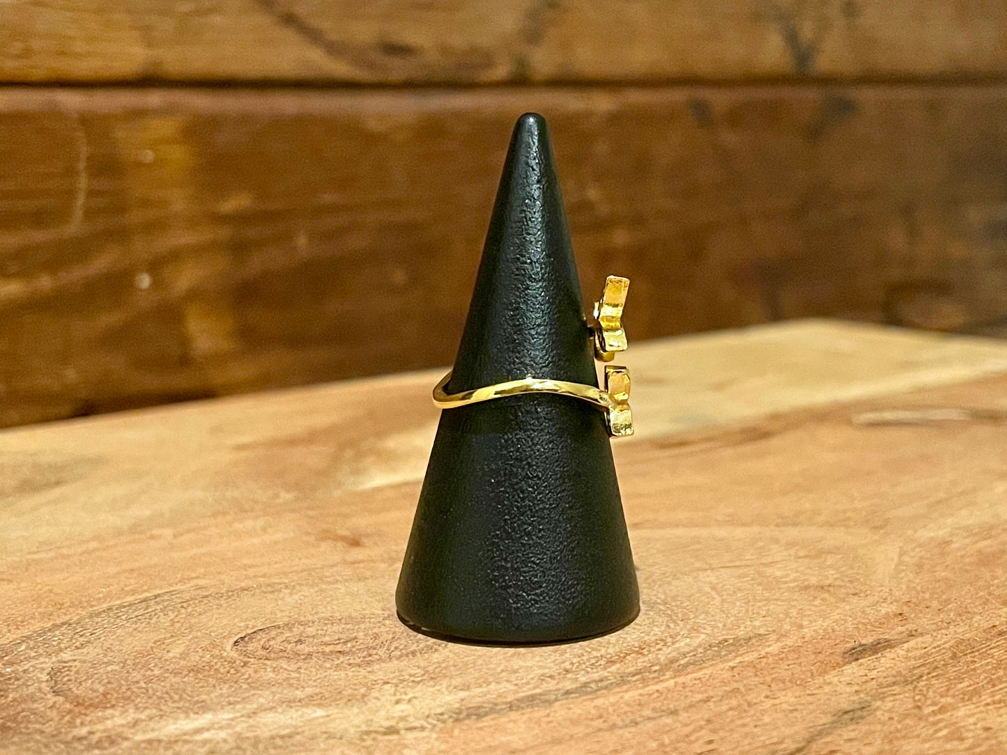 Gold Micro Pave Butterfly Ring-Adjustable