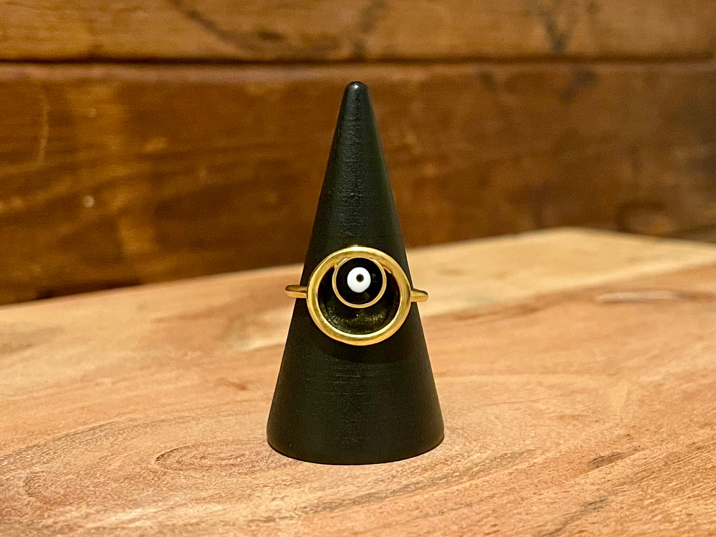 Evil Eye Ring Black-Adjustable