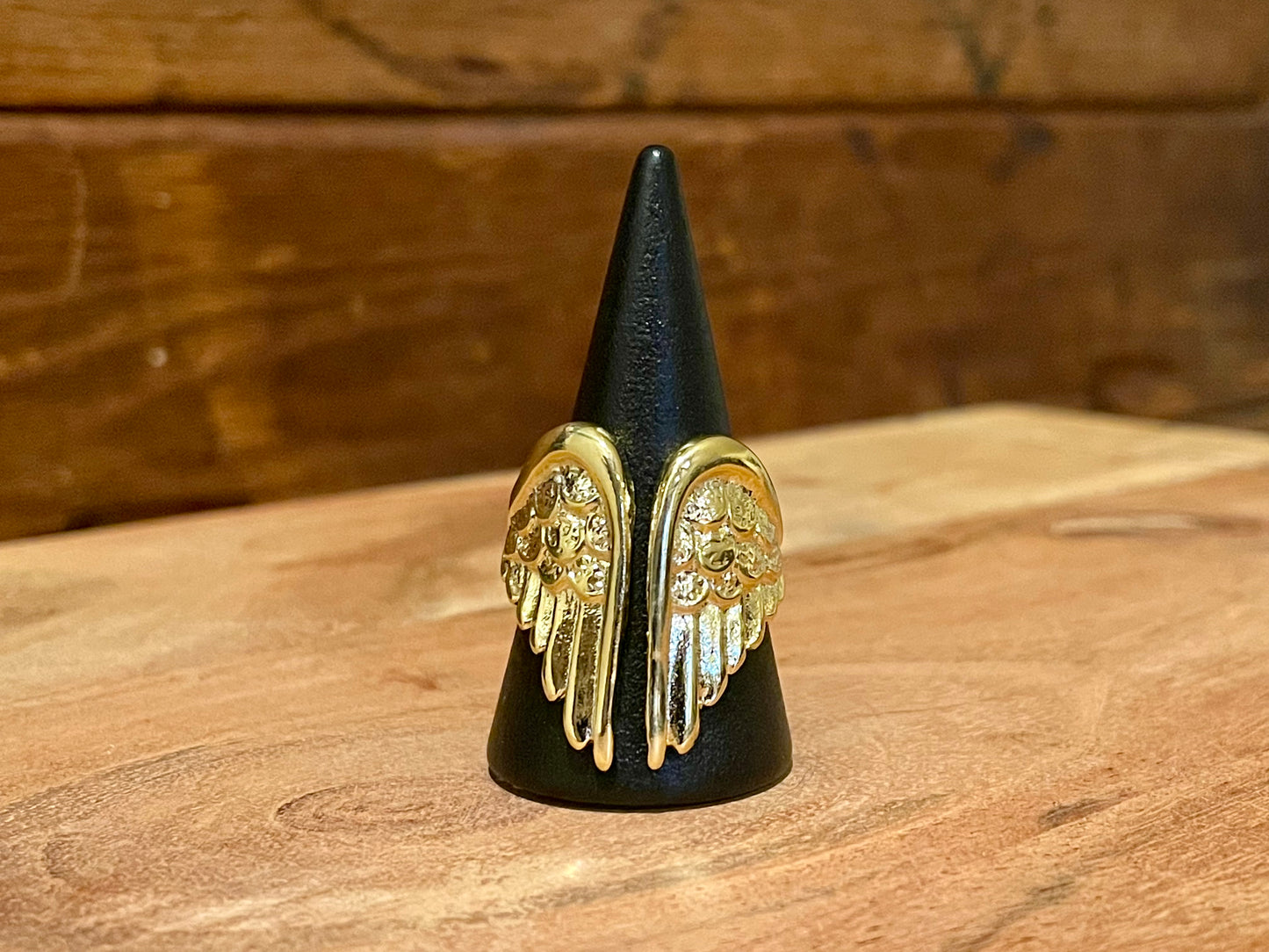 Gold Angel Wings Ring- Adjustable