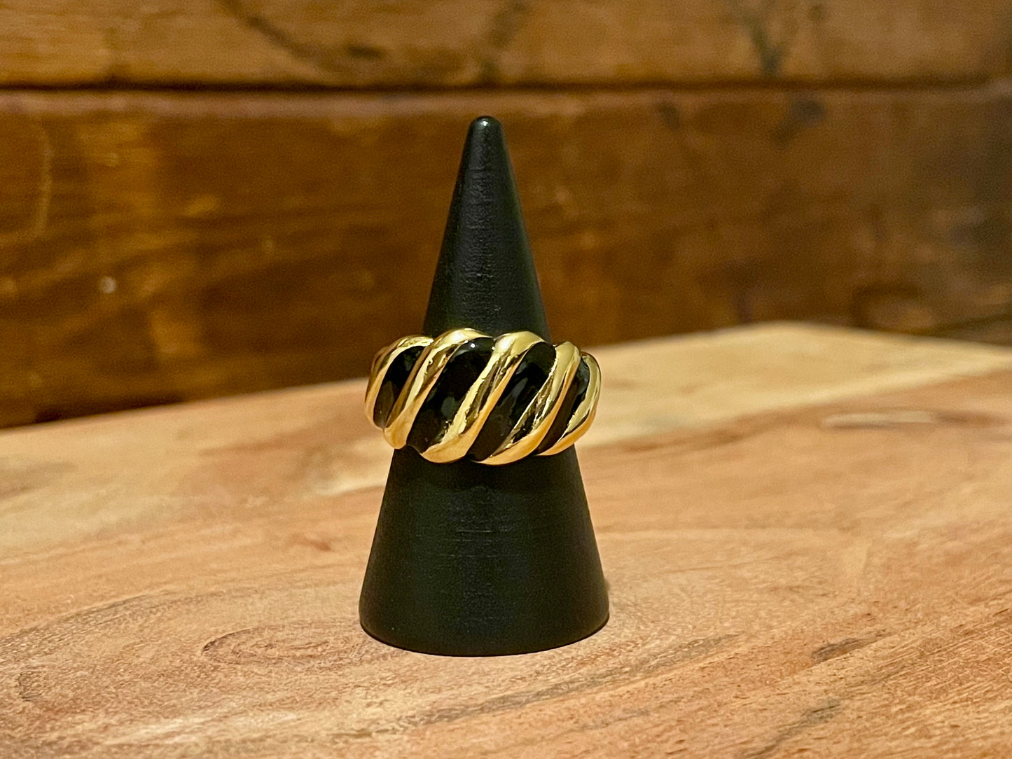 Gold and Black Statement Ring-Adjustable