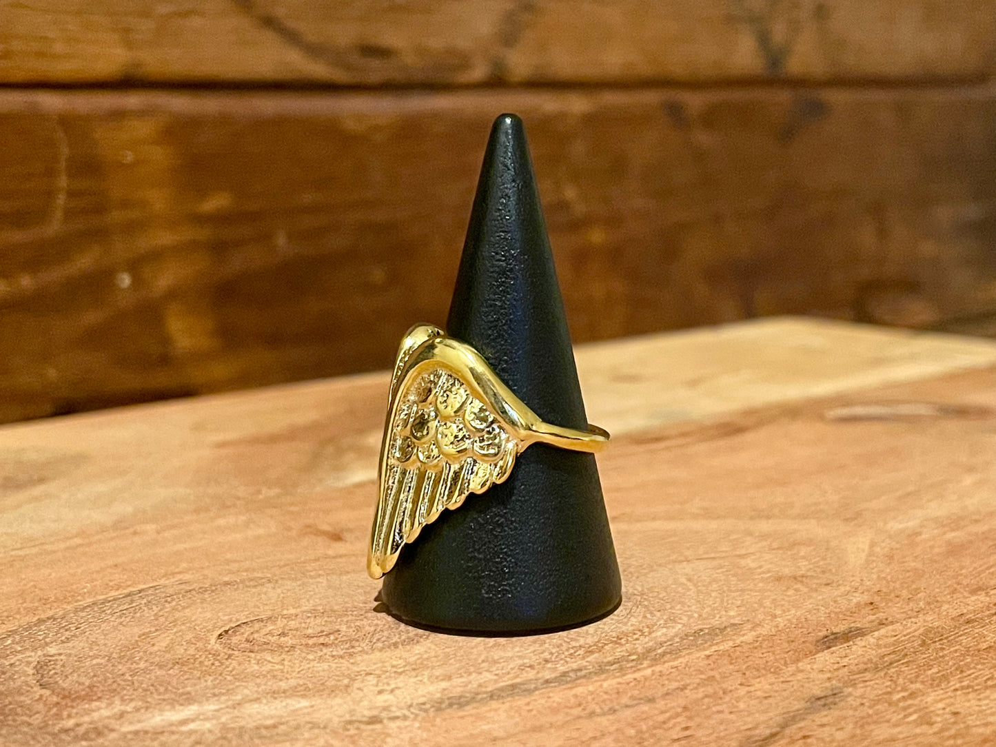 Gold Angel Wings Ring- Adjustable